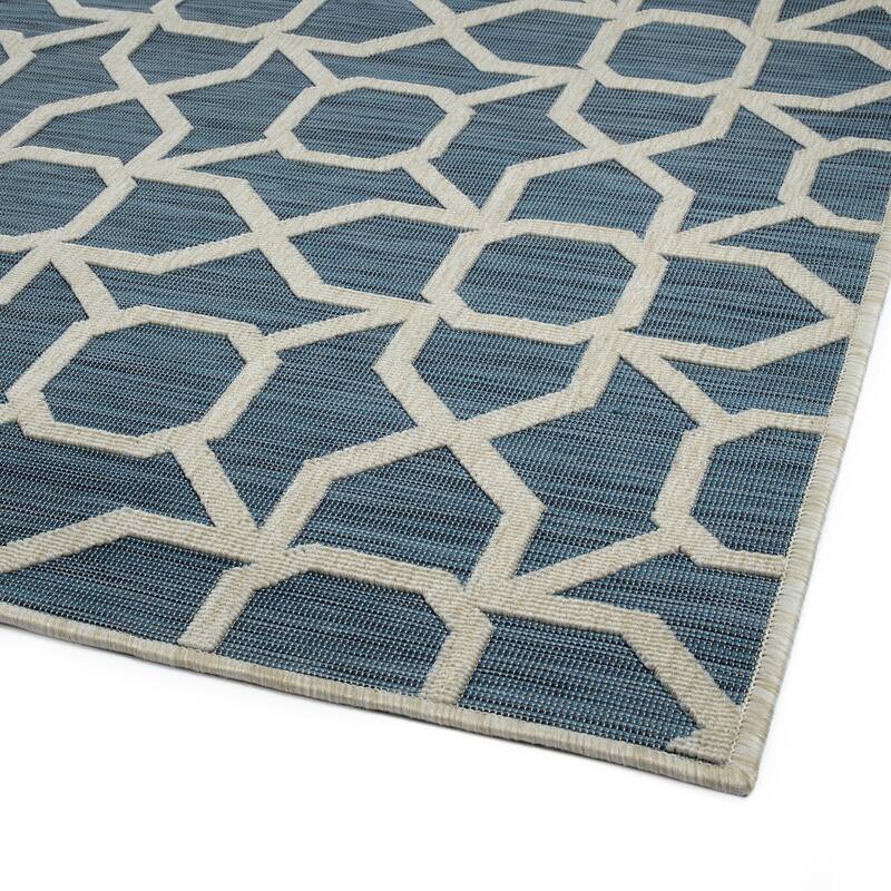 Contemporary Transitional Geometric Textured High-Low Cut & Loop Runner - 2x 6