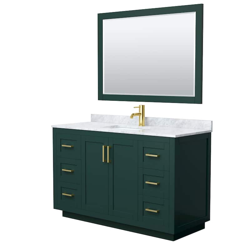 Miranda Single Vanity Set, White Carrara Marble Top, 46-Inch Mirror