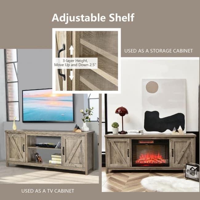 59 Inches TV Stand Media Console Center with Storage Cabinet - 59" x 16" x 25" (L x W x H)