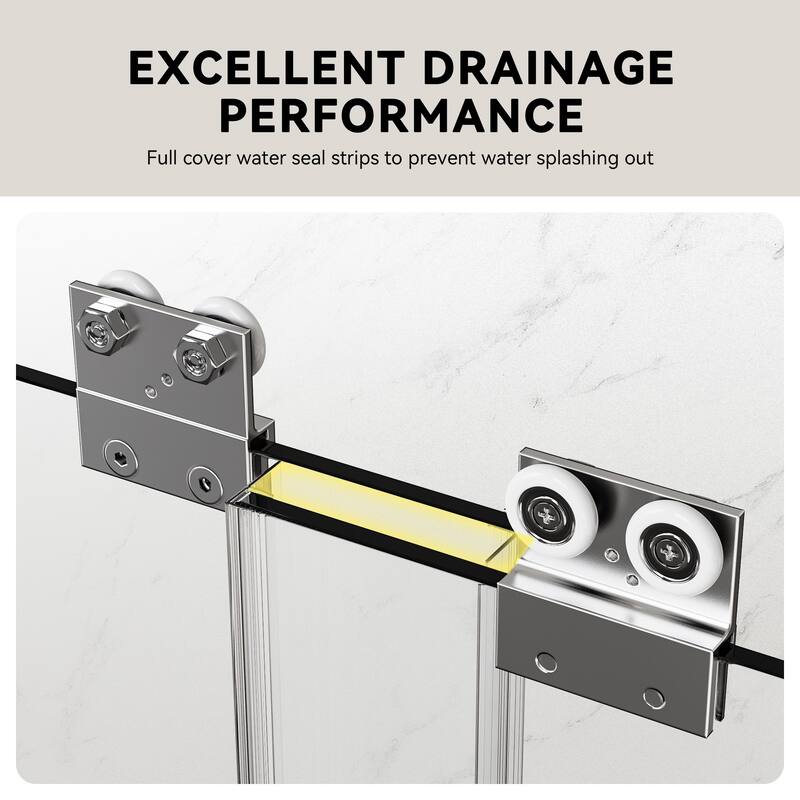 56-60" Semi-Frameless Double Sliding Tub Door, 6mm Tempered Glass Bypass Bathtub Shower Enclosure - 60x58"