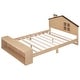 preview thumbnail 13 of 26, Full Size House Platform Kids Bed Frame with LED Lights and Storage, Wood Color