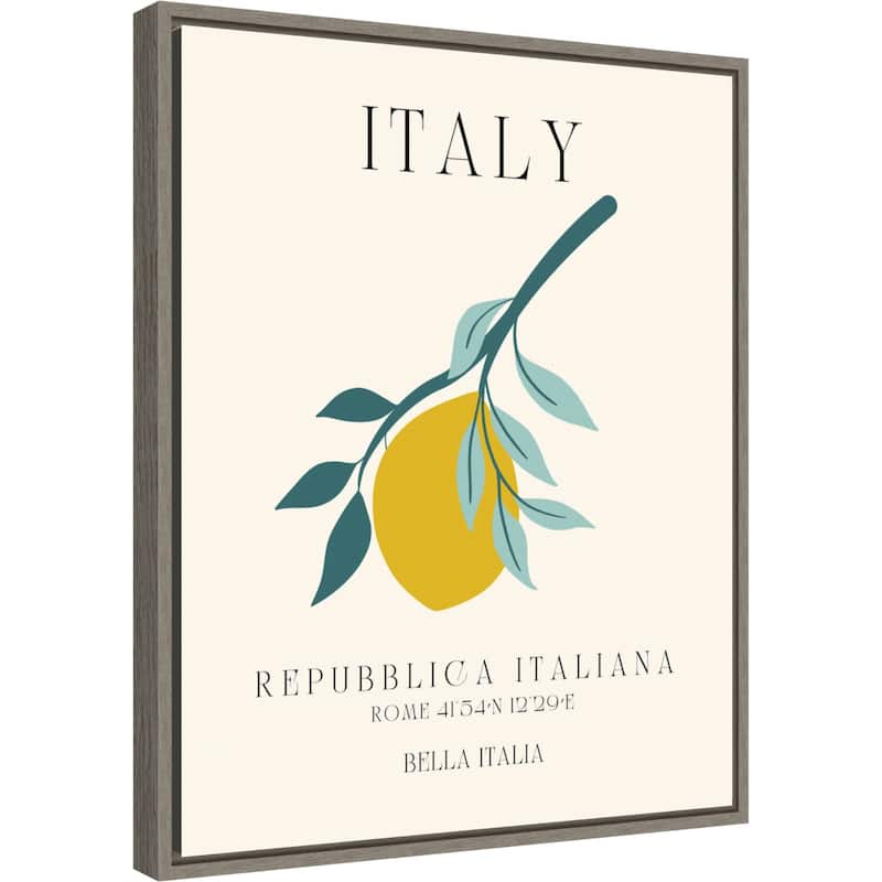 Italy Travel Poster Bella Italia by Chayan Lewis Framed Canvas Wall Art Print - Sylvie Greywash