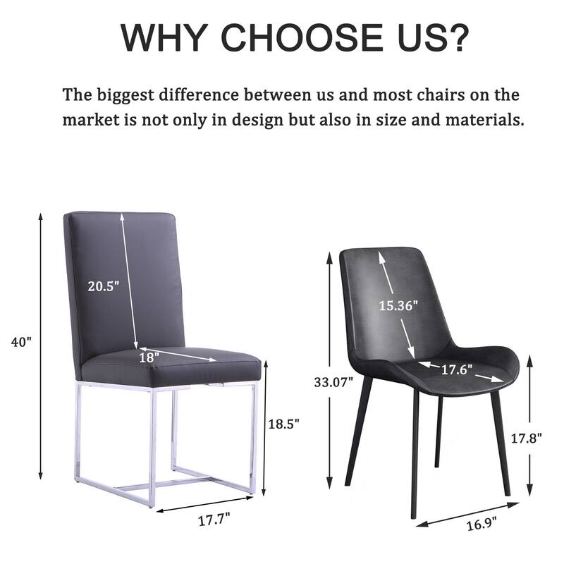 Modern Gray PU Leather Dining Chairs with Chrome Metal Legs