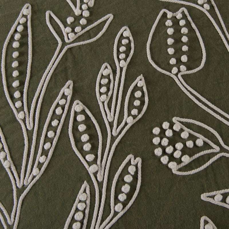 Rizzy Home Botanical Embroidered Throw Pillow