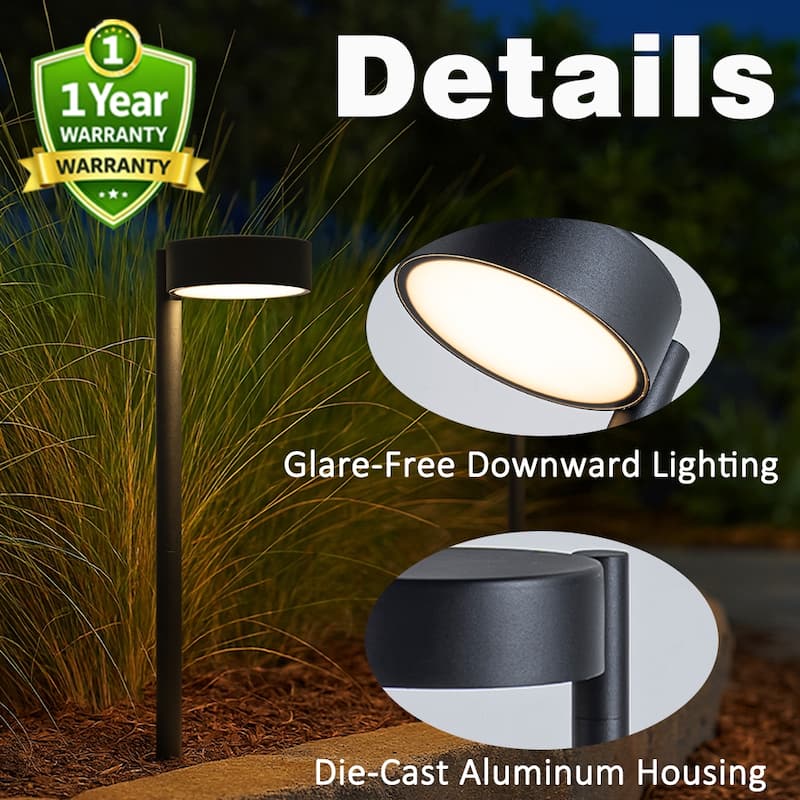 Low Voltage LED Landscape Path Light, 12V Outdoor Metal Pathway Light, Warm White Walkway & Garden Lighting (6 Pack) - W5''