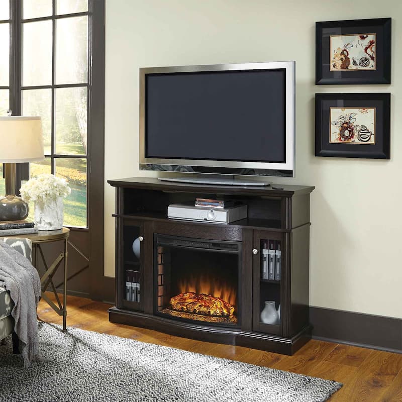 Pleasant Hearth Elliott 48" TV Stand with Electric Fireplace in Merlot