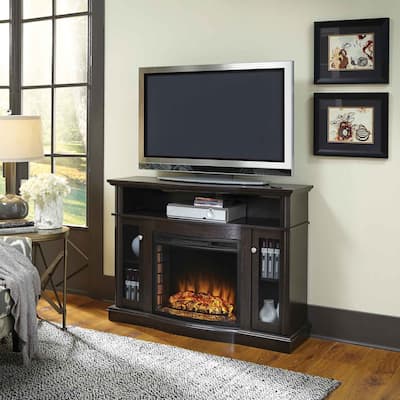 Pleasant Hearth Elliott 48" TV Stand with Electric Fireplace in Merlot