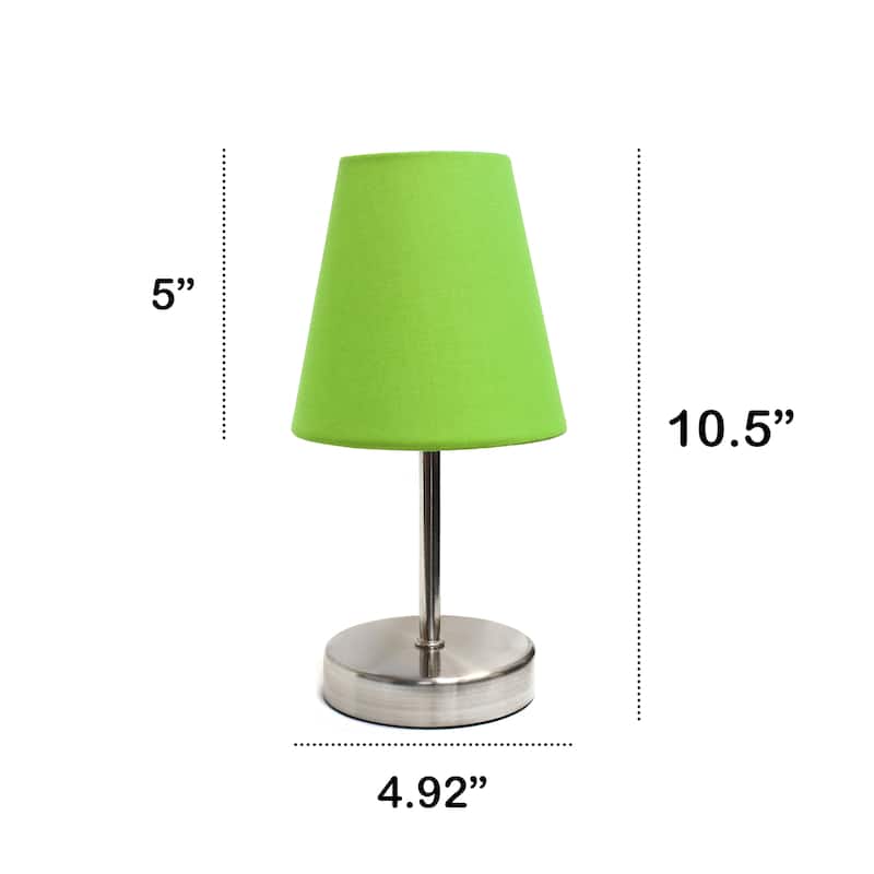 10.5" Petite Metal Stick Lamp in Sw Nickel w Fabric Shade