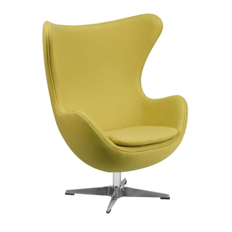 Mid-Century Modern Wool Fabric Tilt Swivel Lounge Chair - Citron Yellow