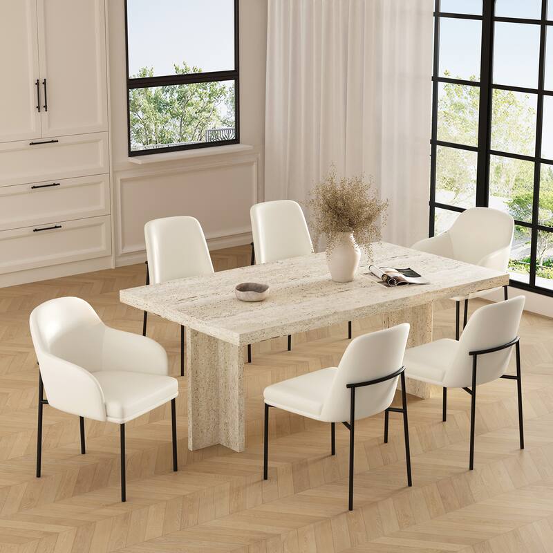 Manhattan Comfort Loft Vegan Leather Metal Armchair - Set of 2