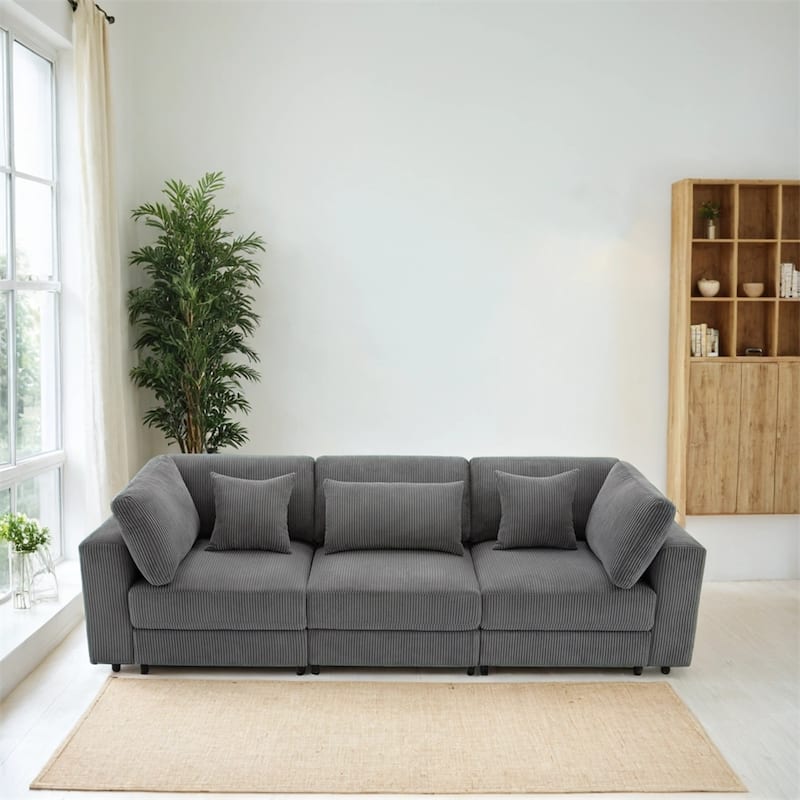 105'' 3 Seater Sofa with Removable Back Cushions and 5 Pillows