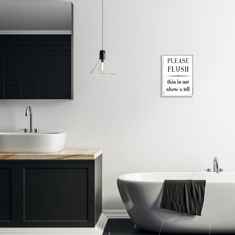 Stupell Please Flush Not Show and Tell Funny Bathroom Framed Wall Art