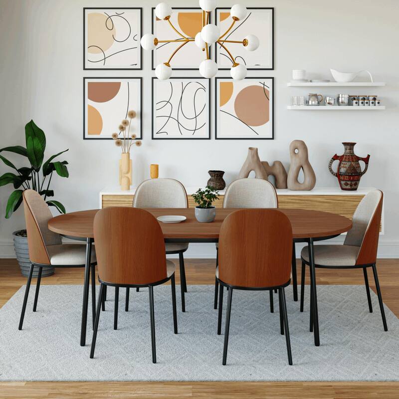 Dining Chair with Upholstered Seat Side Chair with MDF Wood Frame in Steel Set of 4