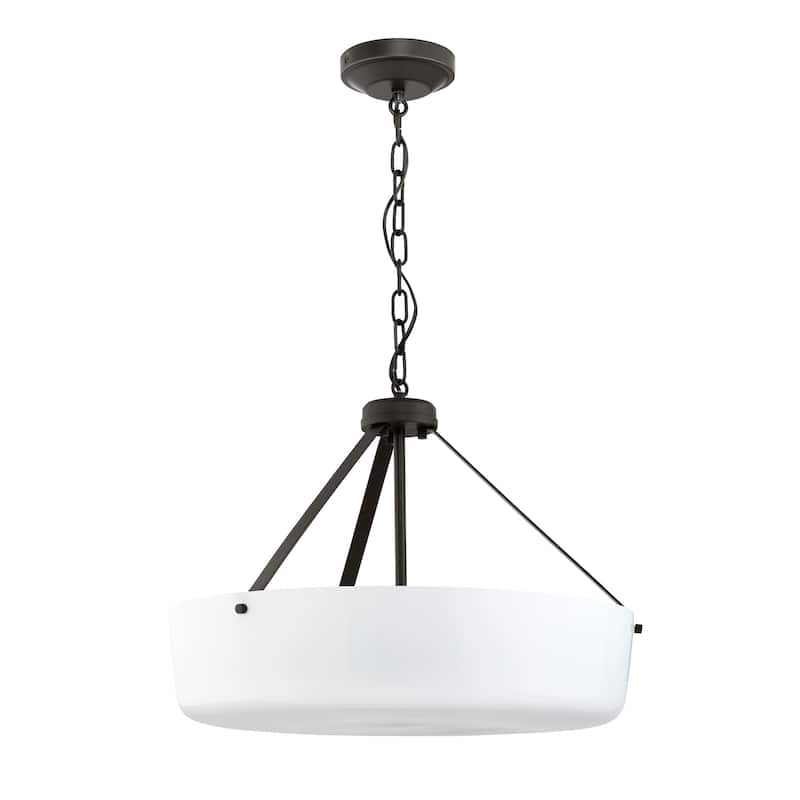 Lieon Three-Light Convertible Pendant with White Glass - Antique Bronze - 21