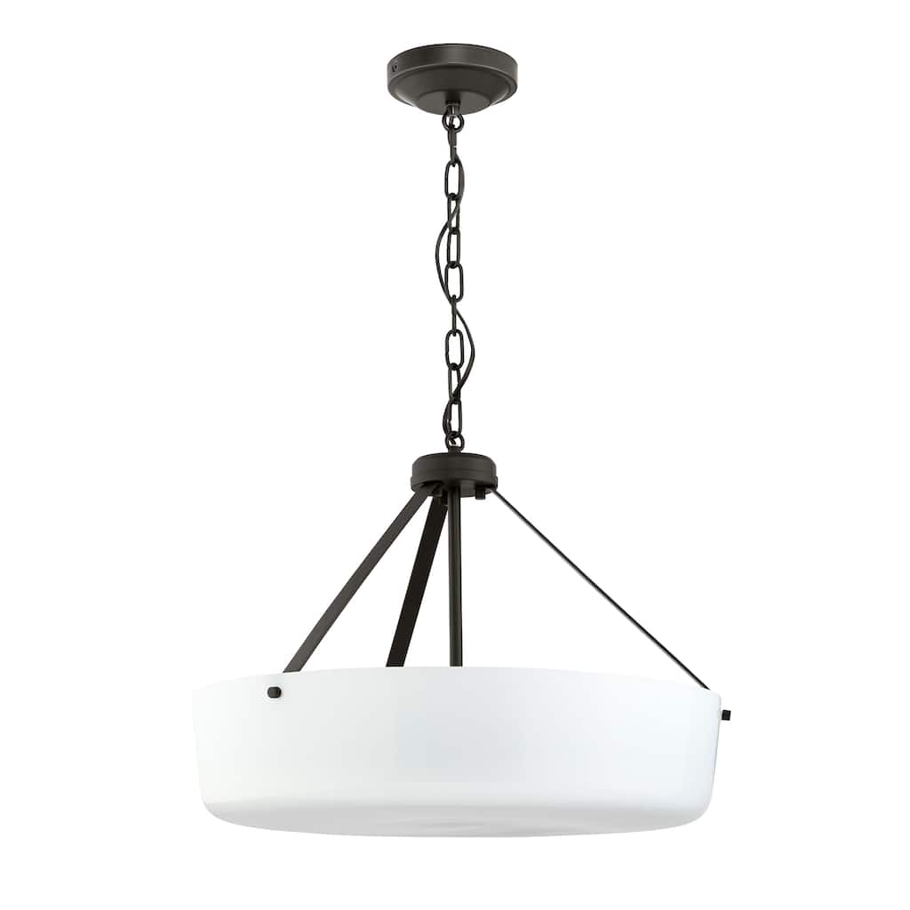 Lieon Three-Light Convertible Pendant with White Glass - Antique Bronze - 21