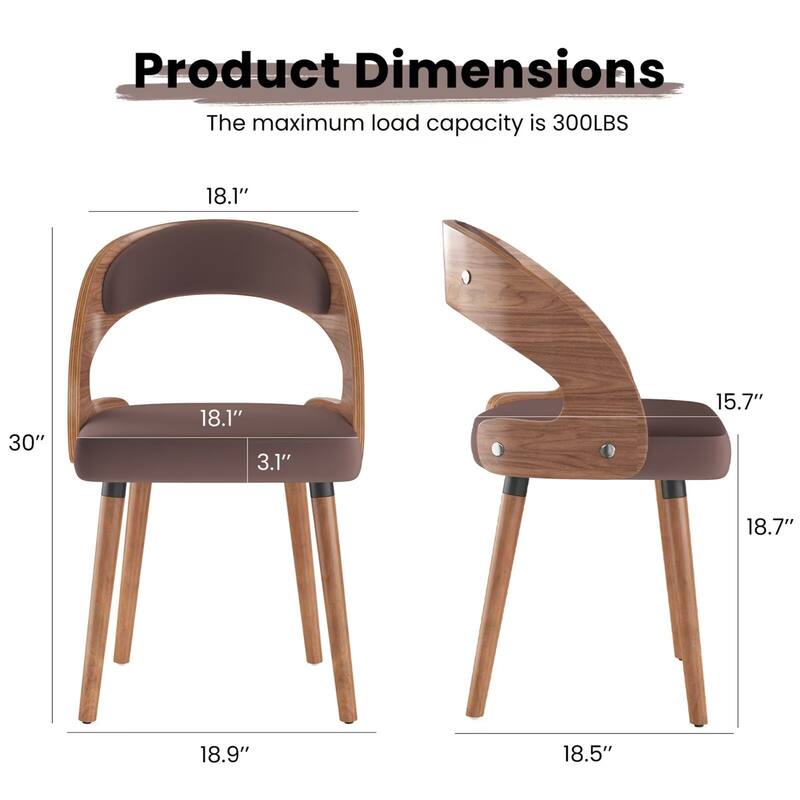 Modern Upholstered Dining Chairs with Curved Backrest (Set of 2)