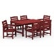 preview thumbnail 26 of 82, 7-Piece HDPE Outdoor Dining Table Sets with Umbrella Hole - 1-Table 6-Chairs Red