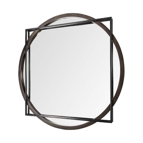 Norbert 46" Round-Square Black Wood/Metal Frame Mirror - 46.0L x 2.5W x 46.0H
