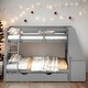 preview thumbnail 2 of 16, Twin over Full Bunk Bed with Trundle, Built-in Desk, Storage Drawers & Shelf in Gray - Perfect for Sleepovers