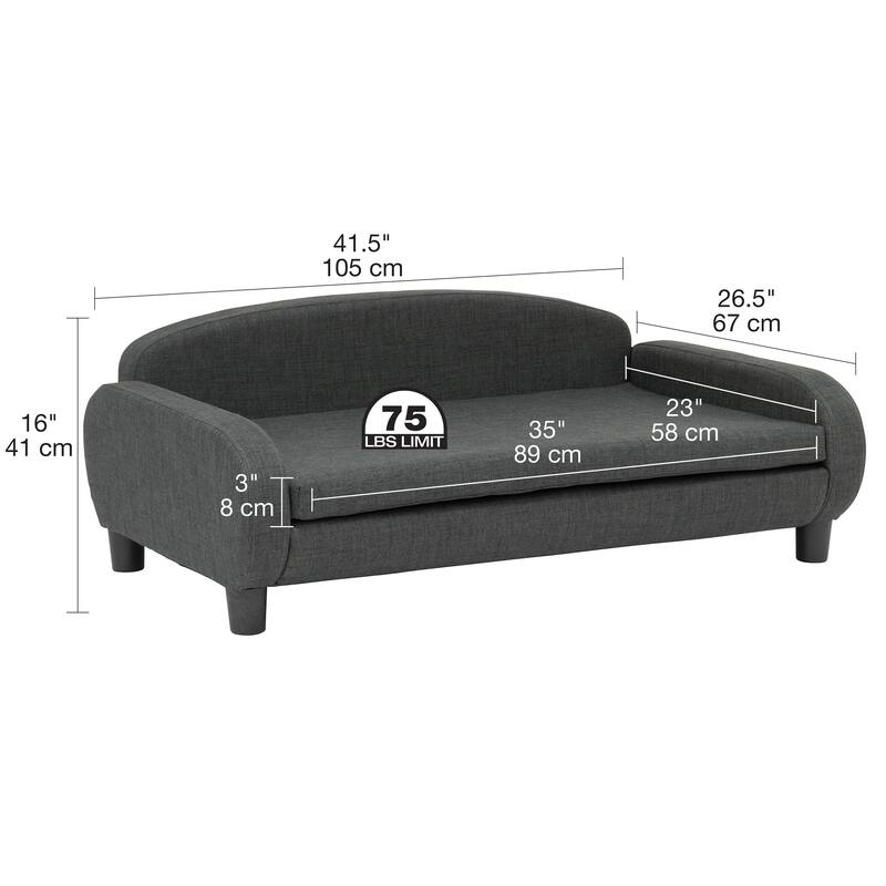 Paws & Purrs Modern Pet Sofa Bed Low-Back Lounger for Dogs & Cats – Removable Washable Mattress Cover