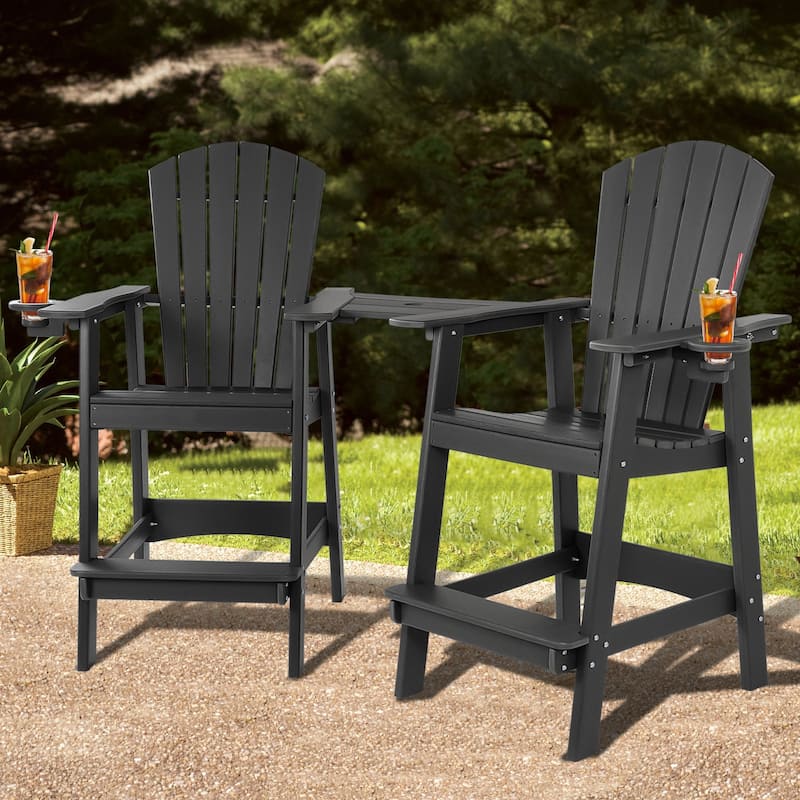 Vrakae Tall Adirondack Bar Stool Chair with Connecting Tray