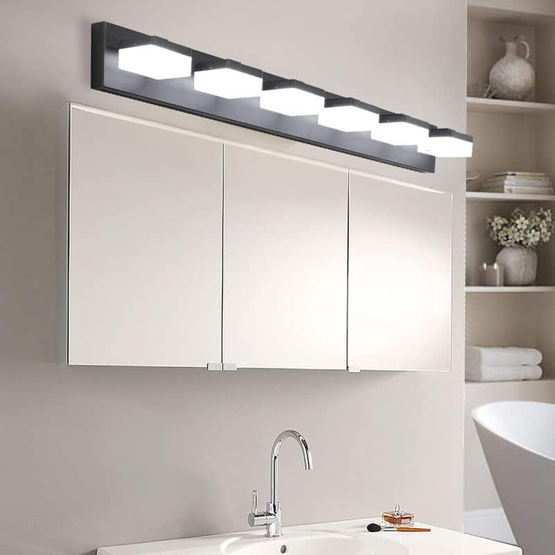 Contemporary 6-Light Black LED Vanity Fixture – Mirror Lighting for Bathrooms & Makeup Tables‌