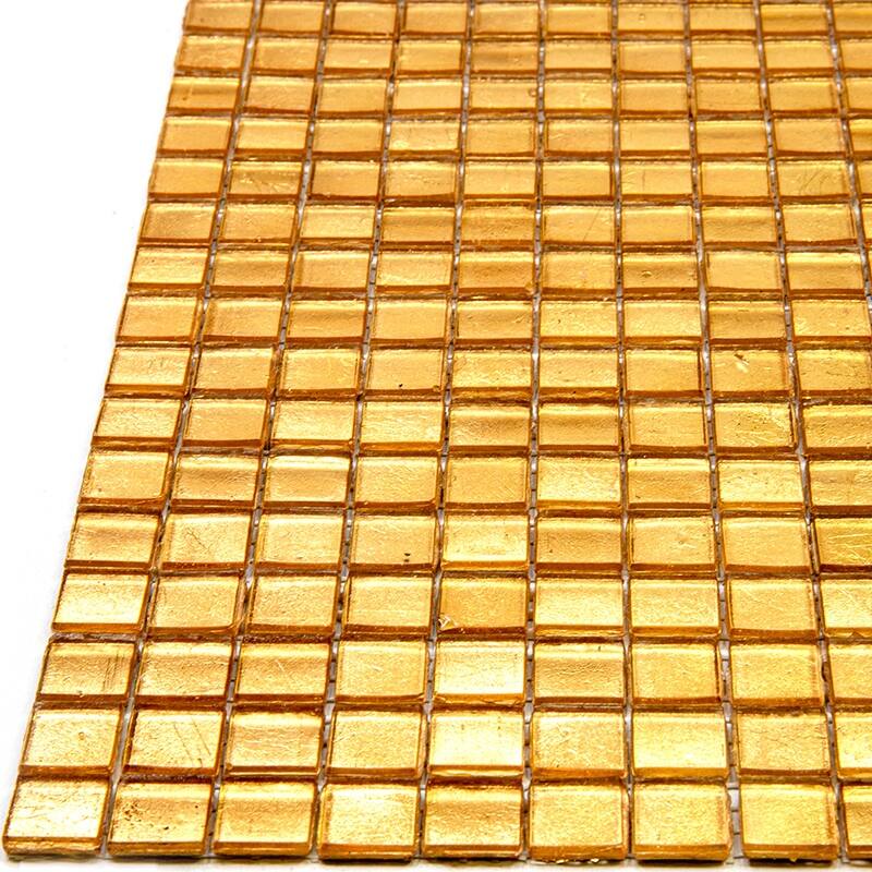 Apollo tile 12" x 12" Skosh Glossy Gold Yellow Glass Tile (18.69 sq ft/case) - 20 Pack