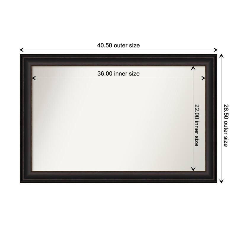 Trio Oil Rubbed Bronze Framed Non-Beveled Custom Wall Mirror, Bathroom Vanity Mirror - Outer Size: 40.5 x 26.5