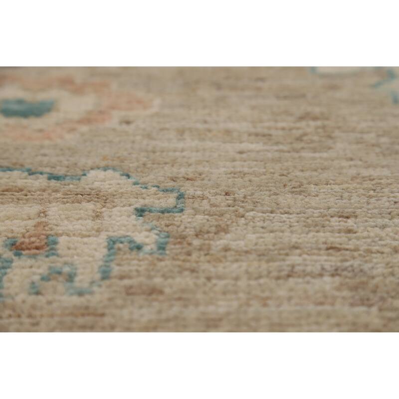 Vegetable Dye Oushak Turkish Rug Hand-Knotted Transitional Wool Carpet - 7'11"x 9'7"