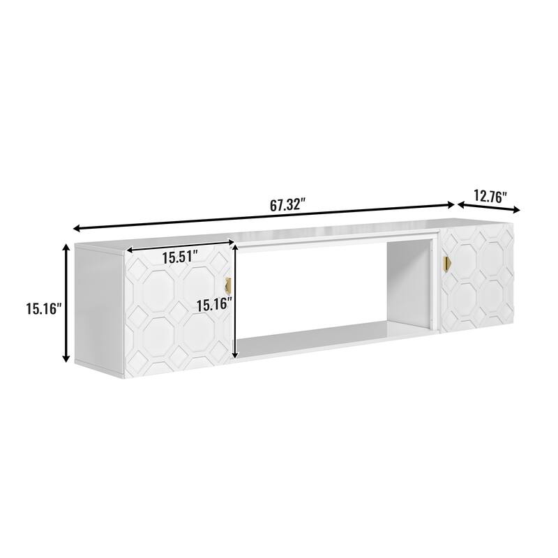 Clihome High Gloss Paint MDF Media 67'' TV Stand