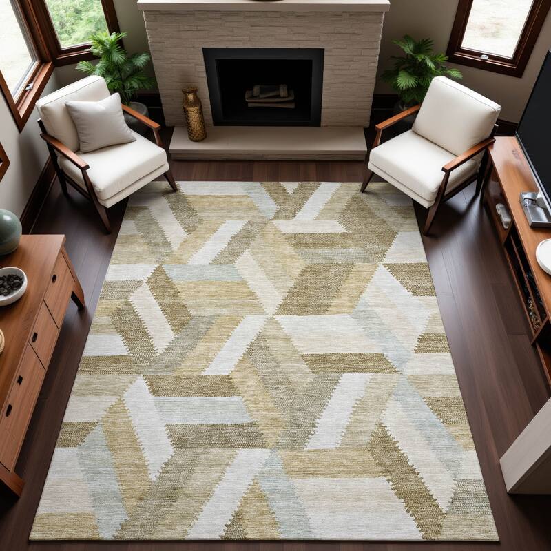 Premium Washable Super Soft Modern Cali Mayfield Rug - Tan - 8' x 10'