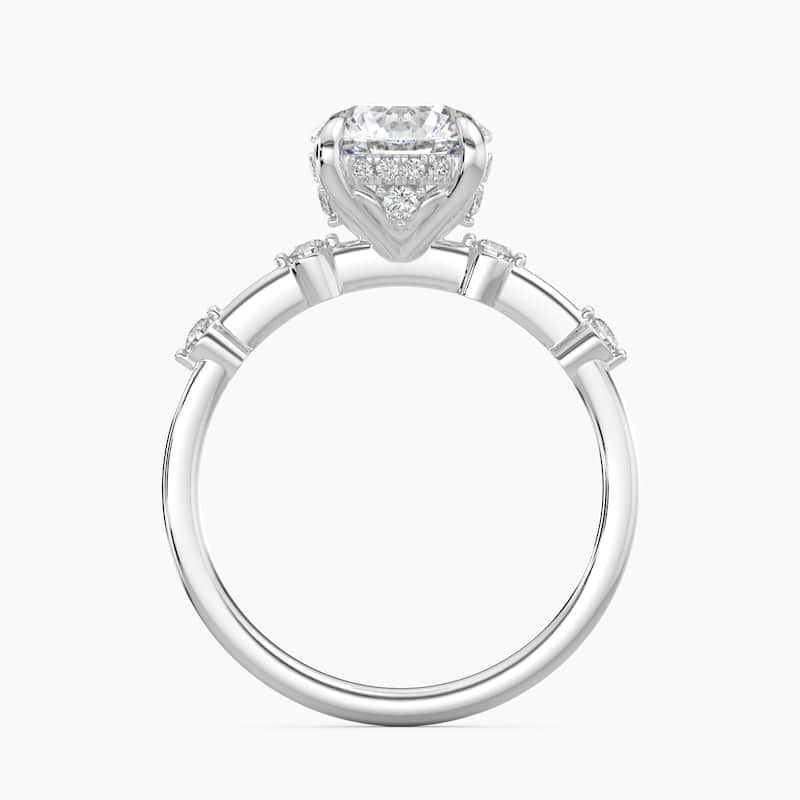 Auriya 14k Gold Petite Diamond Station Round Lab Grown Hidden Halo Engagement Ring 1.00 to 5.00 ct. tw.(F-G, VS)