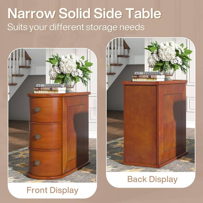 Solid Wood End Table with Storage No Assembly Required