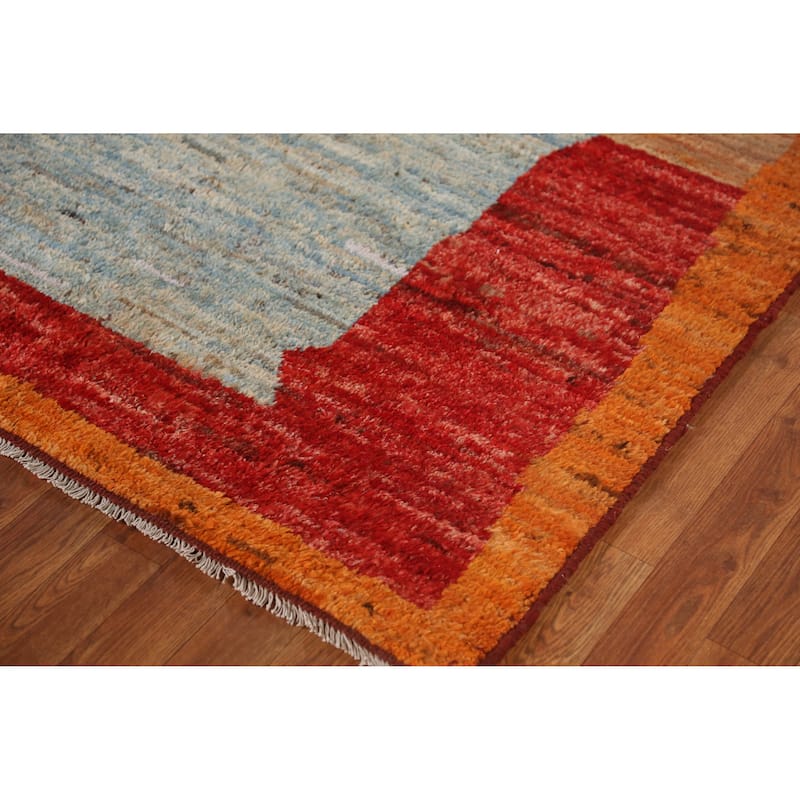 Geometric Moroccan Oriental Area Rug Hand-Knotted Wool Carpet - 8'2" x 9'9"