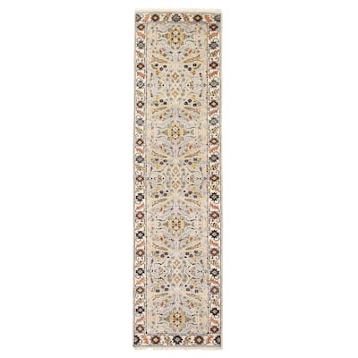 ECARPETGALLERY Hand-knotted Serapi Heritage Light Grey Wool Rug - 2'5 x 10'1