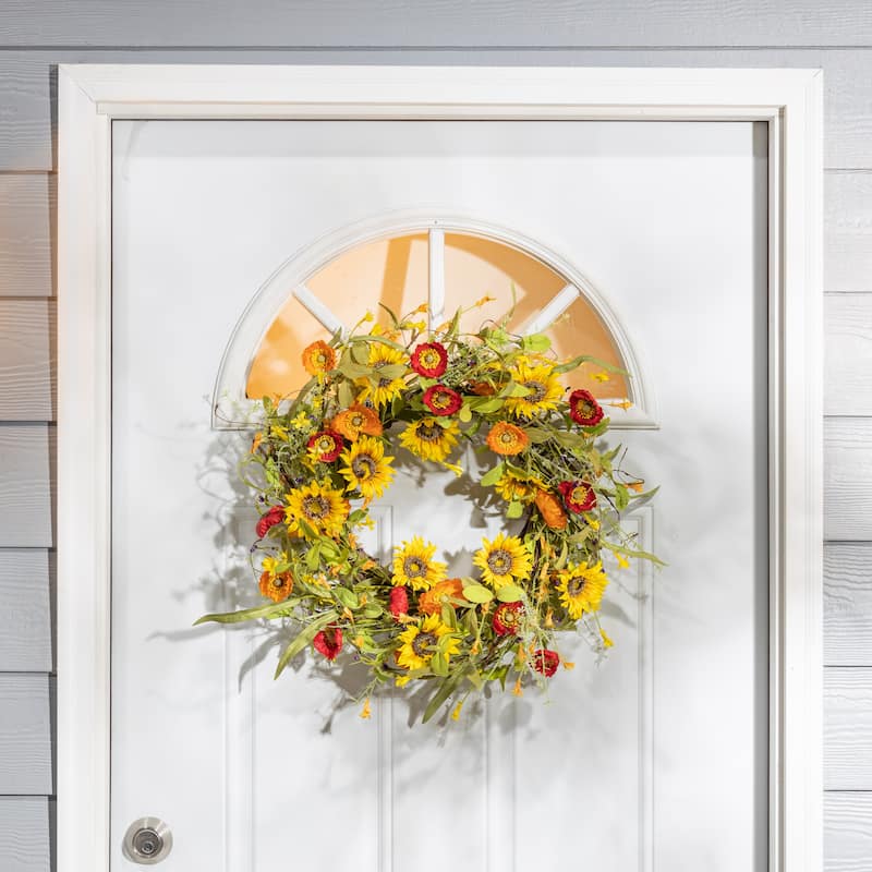 24 in. Mixed Flower Wreath