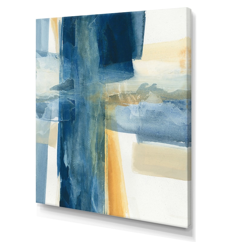 Designart "Indigo Panel VI" Modern Canvas Artwork - Blue