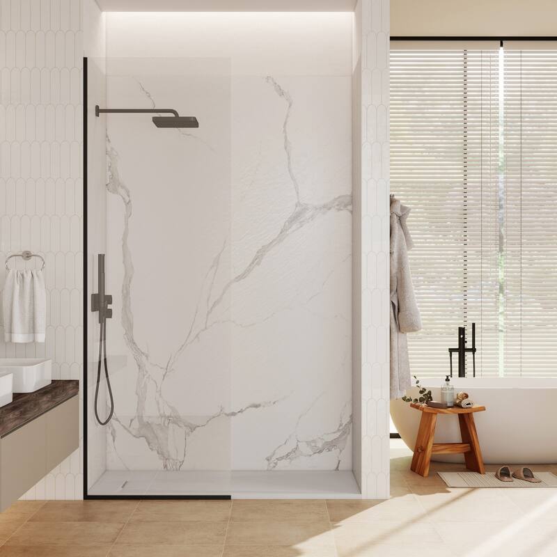 SMC Alcove Shower Pan Base with Reversible Drain, Low Profile, Wheelchair Access, Slip-Resistant, cUPC Certified