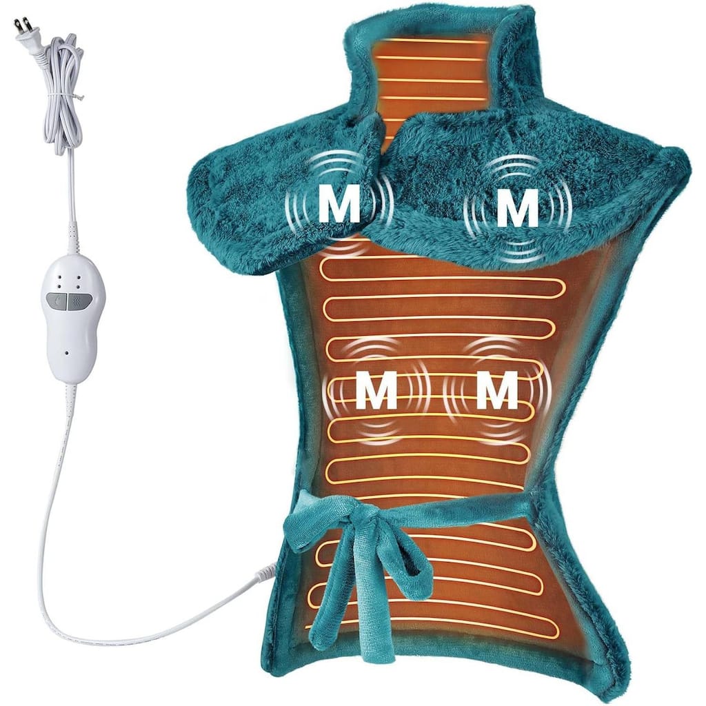 35"x24" Electric 4 Massaging Heating Pad for Back Neck Shoulders Pain Relief, Best Winter Gifts