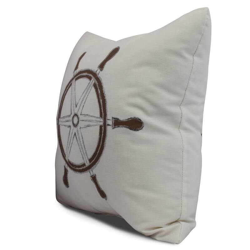 16 x 16 Inch Ship Wheel Geometric Print Outdoor Pillow