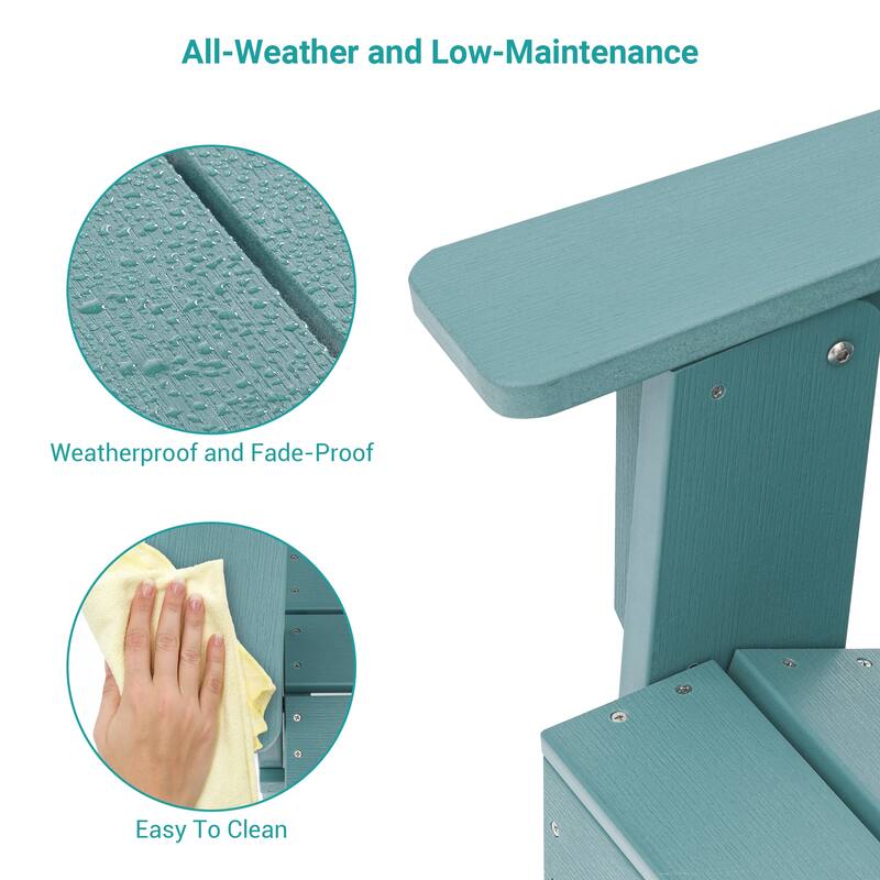 BONOSUKI Patio Folding Adirondack Chair,Waterproof HIPS,Wide Armrests