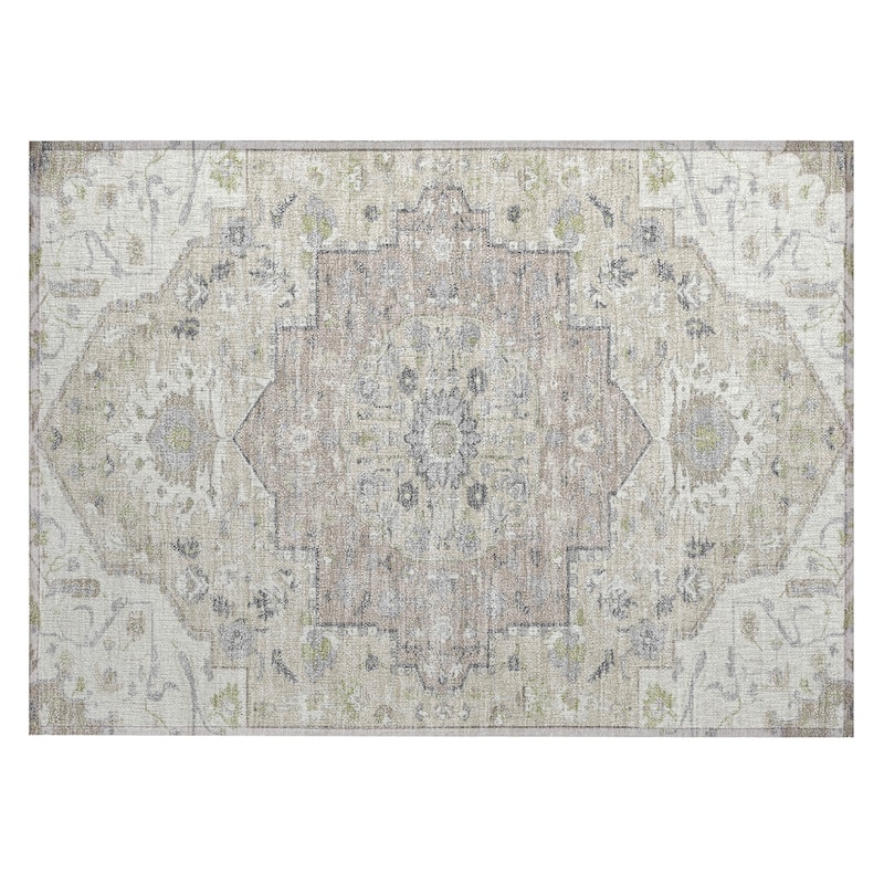 Machine Washable Indoor/ Outdoor Traditional Medallion Chantille Rug