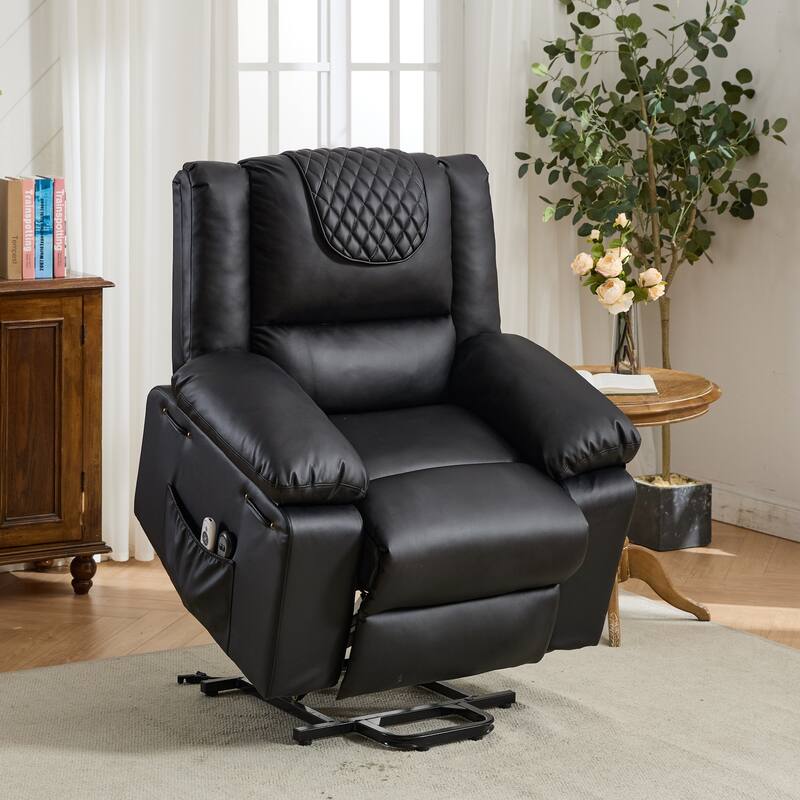 PU Leather Power Lift Recliner - Electric Heat & Massage Chair, Remote Control, Wide Seat - Elderly Comfort Assistive Recliner