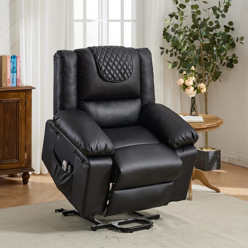 PU Remote-Controlled Heating and Massage Assistive Recliner for Seniors