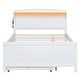 preview thumbnail 7 of 12, Full Platform Kids Bed with LED Storage Headboard, Twin Size Trundle, and 3-Drawers for Extra Storage and Convenience, White