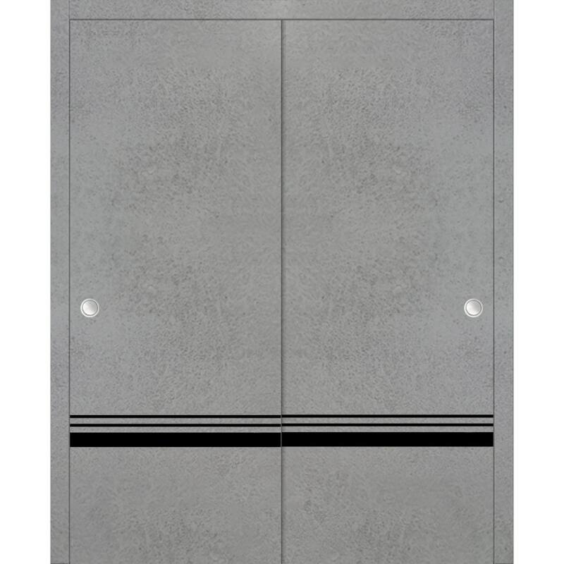 Bypass Doors 36 x 80 Planum 0012 Concrete with Sturdy Rails - 72" x 96" ( 2* 36x96)