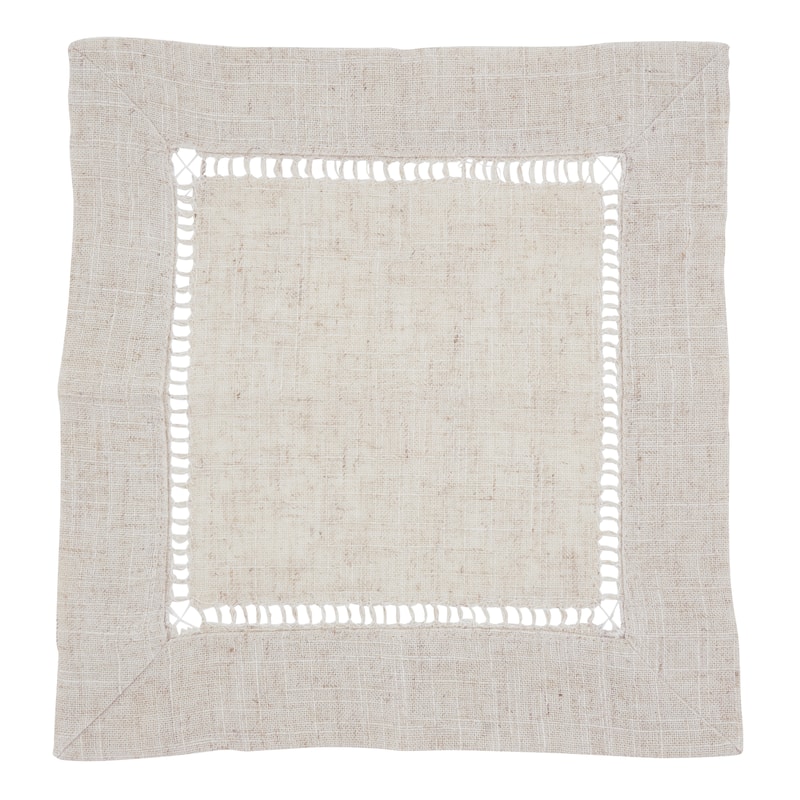 Decorative Napkins (Set of 12) - Stitched Border Detail for Dining and Entertaining - Set of 12 - 12"x12" - Natural