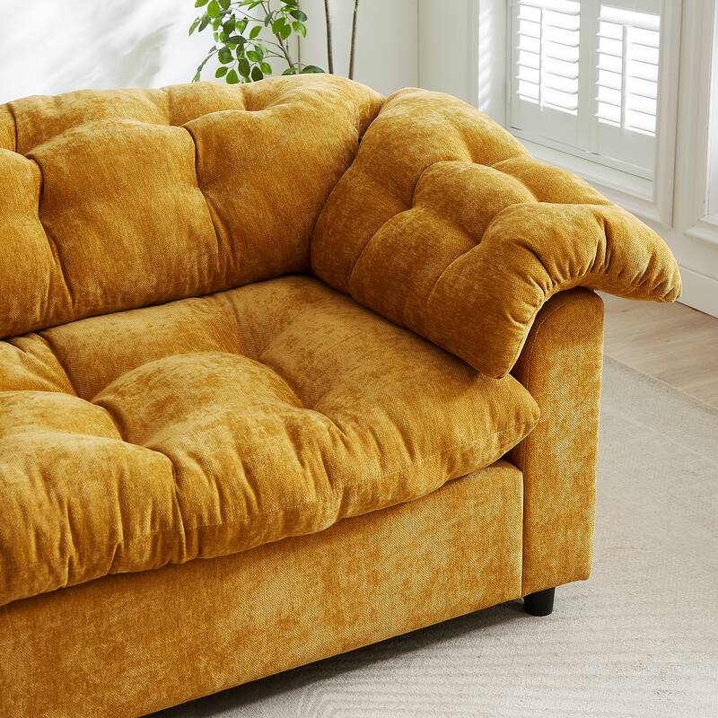 99.2" Fabric Modern Classic 3-Seater Sofa with Plush Cushions