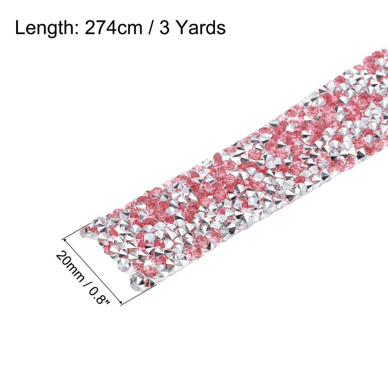 1 Pcs Resin Rhinestones Trim 3 Yards Self Adhesive Diamond Ribbons - Pink - 0.8 inch