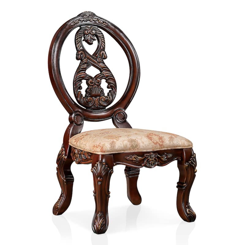 Abiba Traditional Brown Fabric Padded Side Chairs by Furniture of America (Set of 2)